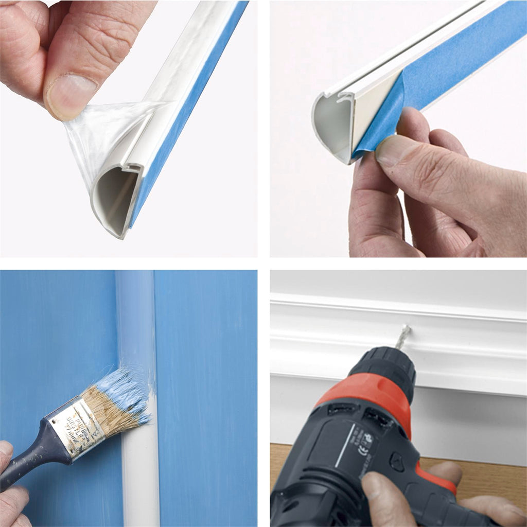 D-Line 50 x 25mm 1m TV Wall Drop Adhesive Cable Management Cover - White - Image 18 of 19