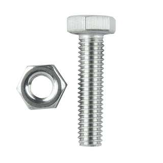 Pinnacle M6 x 25mm Stainless Steel Hex Bolt And Nut - 10 Pack