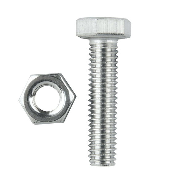 Pinnacle M6 x 25mm Stainless Steel Hex Bolt And Nut - 10 Pack