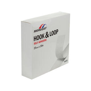 Moroday 25mm x 20m White Hook And Loop Self Adhesive