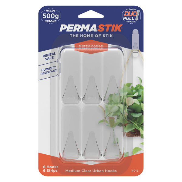 Permastik Medium Clear Urban Hooks - 6 Pack