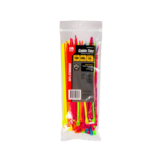 Gardner Bender 200 x 4.3mm Neon Assorted Cable Ties - 100 Pack