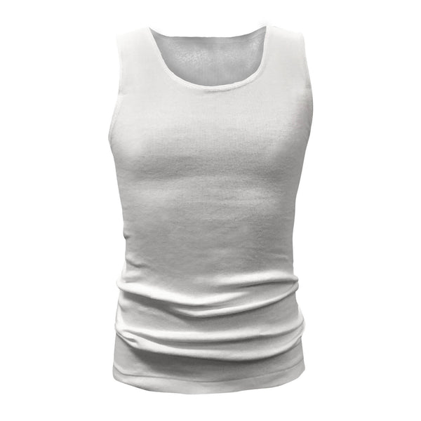 Tradie White Rib Singlet - Medium