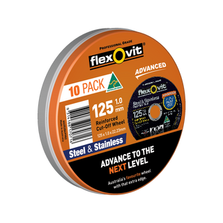 Flexovit 125 x 1.0 x 22.23mm T-41 Reinforced Cut-Off Wheel - 10 Pack