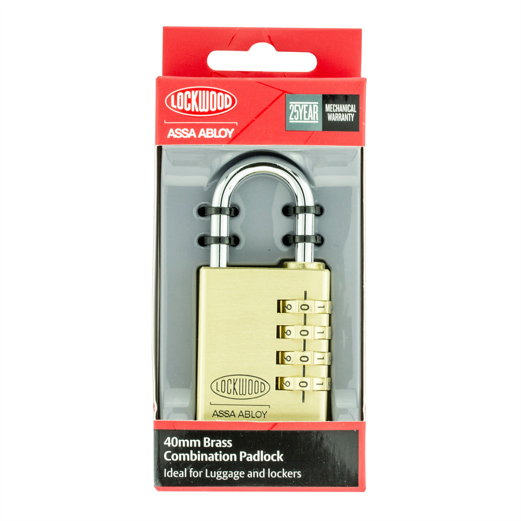 Lockwood 40mm Solid Brass 150 Series Combination Padlock - Image 1 of 2