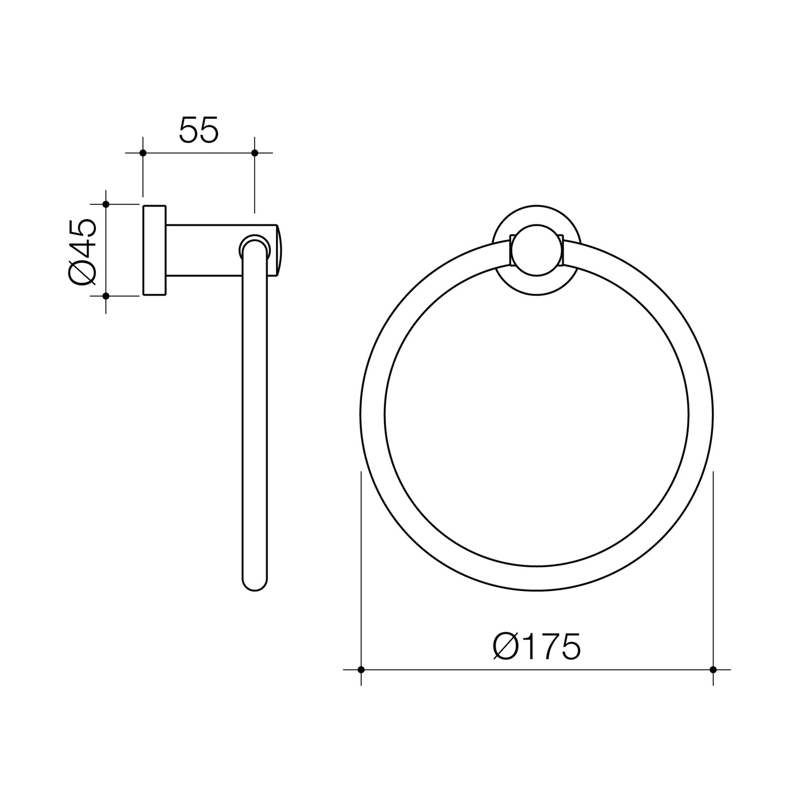 Caroma Matte Black Cosmo Towel Ring - Black - Image 3 of 3