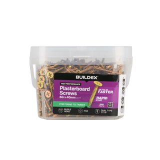 Buildex 6G x 40mm Gold Passivated Plasterboard Screws - 500 Pack