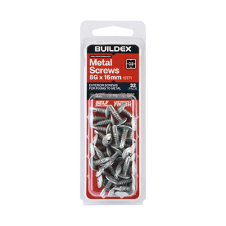 Buildex 8G x 16mm Class 3 Sheet Metal Screws - 32 Pack