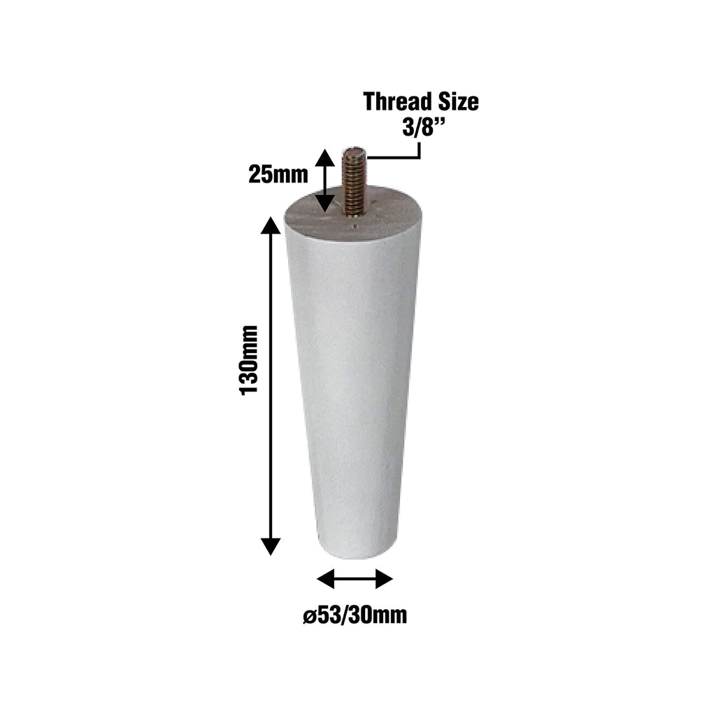 Adoored 53 - 30 x 130mm White Round Tapered Pine Furniture Leg - Image 2 of 3