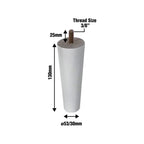 Adoored 53 - 30 x 130mm White Round Tapered Pine Furniture Leg - Image 2 of 3