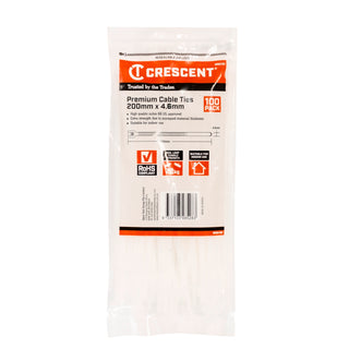 Crescent 200 x 4.6mm Natural Cable Ties - 100 Pack
