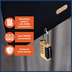 Wordcode 24mm Brass 4 Dial Resettable Padlock - Image 3 of 10