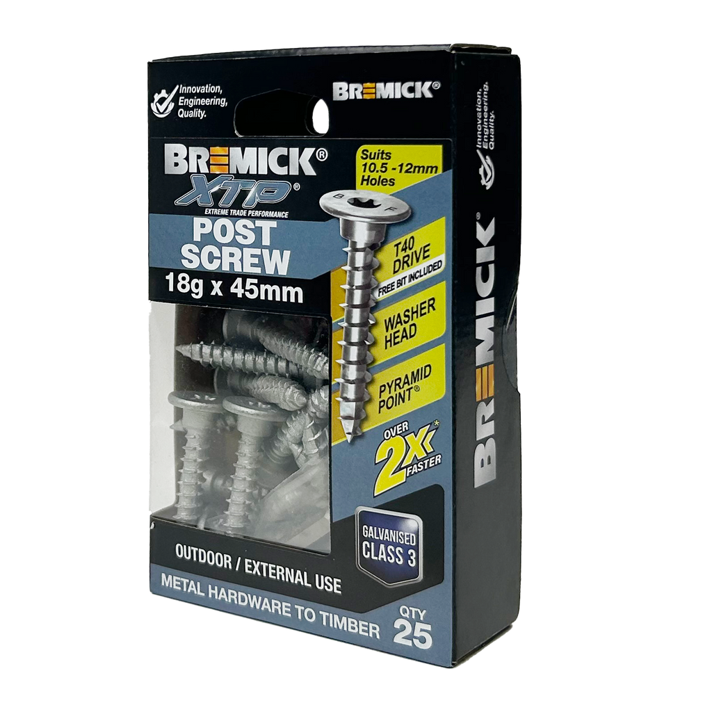 Bremick XTP Post Screw 18g x 45mm GALV T40 - 25 Pack - Image 1 of 5