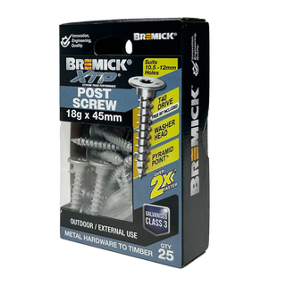Bremick XTP Post Screw 18g x 45mm GALV T40 - 25 Pack