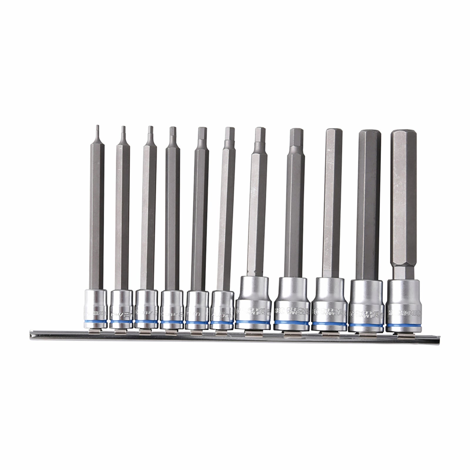 Kincrome 11 Piece 1/4" and 3/8" Metric Long Hex Socket Rail - Image 1 of 2