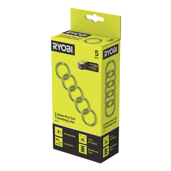 Ryobi 2.0mm Pre-Cut Spools - 5 Pack