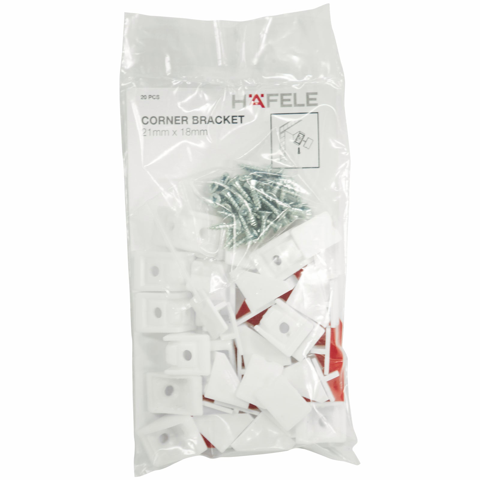 Hafele 21 x 18mm Corner Bracket - 20 Pack - Image 2 of 3