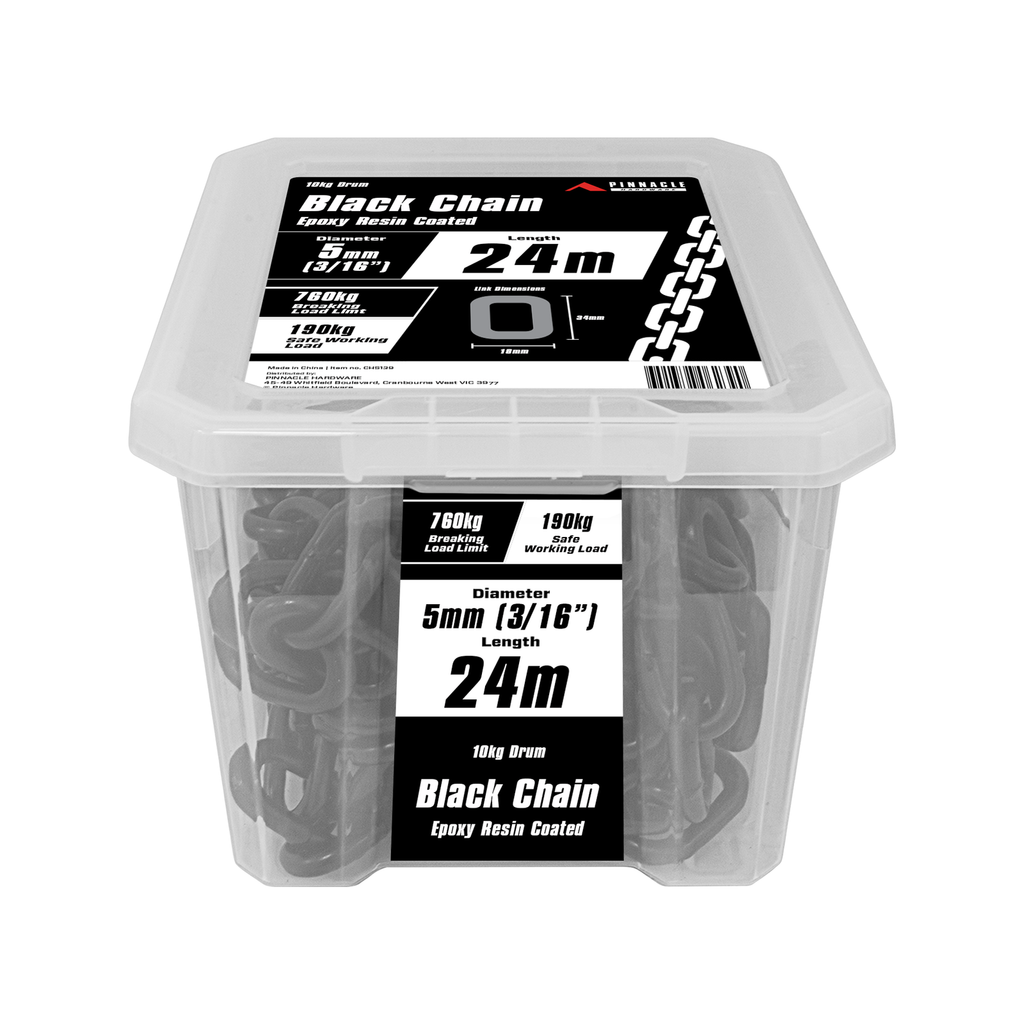 Pinnacle 5mm 3/16" x 24m Black Chain - Image 2 of 2