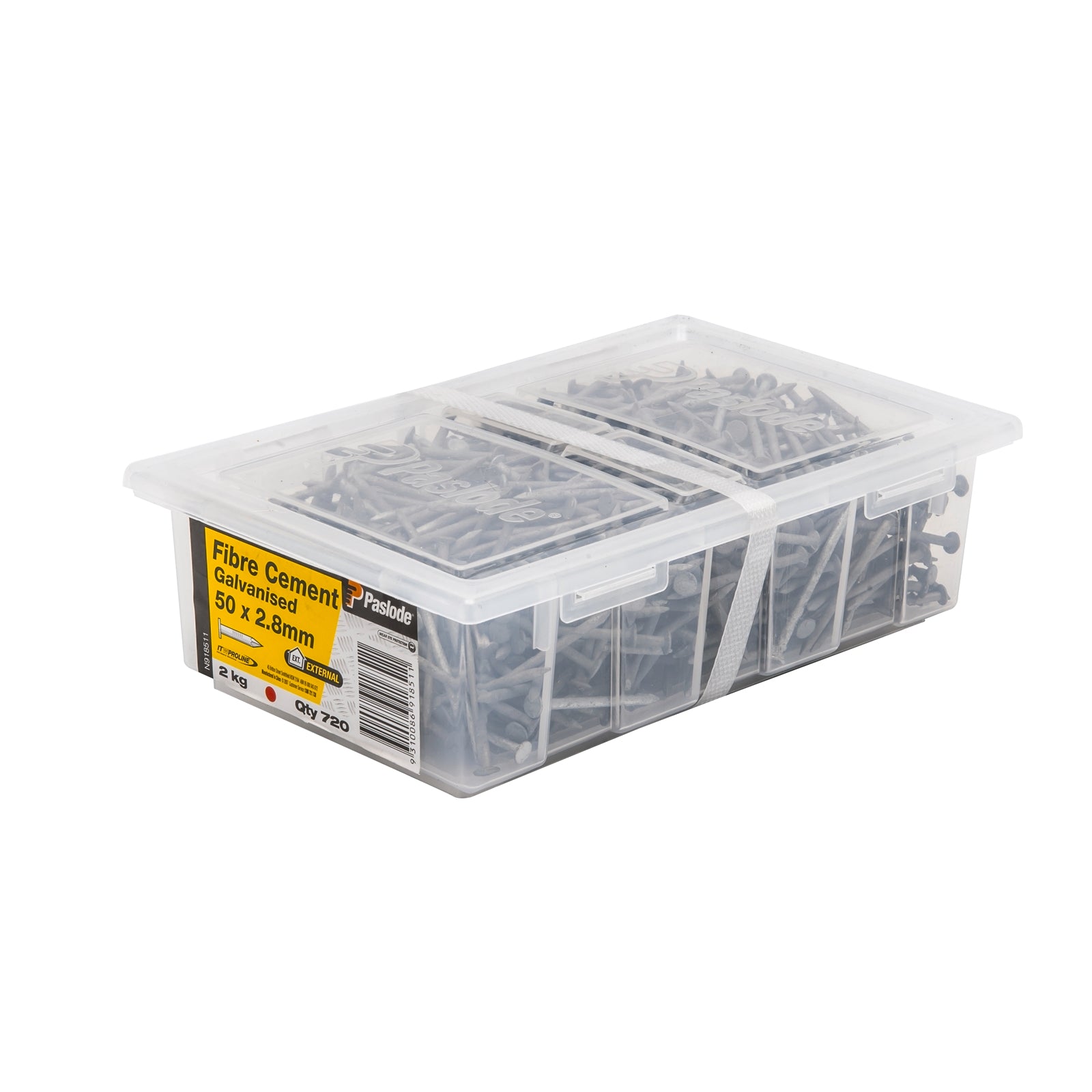 Paslode 50 x 2.8mm 2kg Fibre Cement Galvanised Nails - 720 Pack - Image 1 of 1