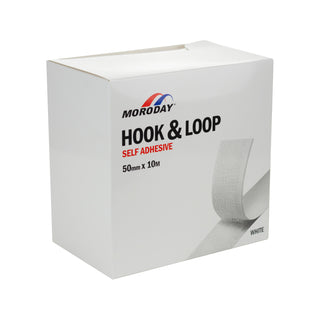 Moroday 50mm x 10m White Hook And Loop Self Adhesive