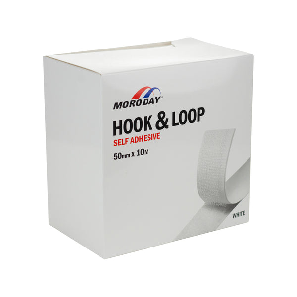 Moroday 50mm x 10m White Hook And Loop Self Adhesive