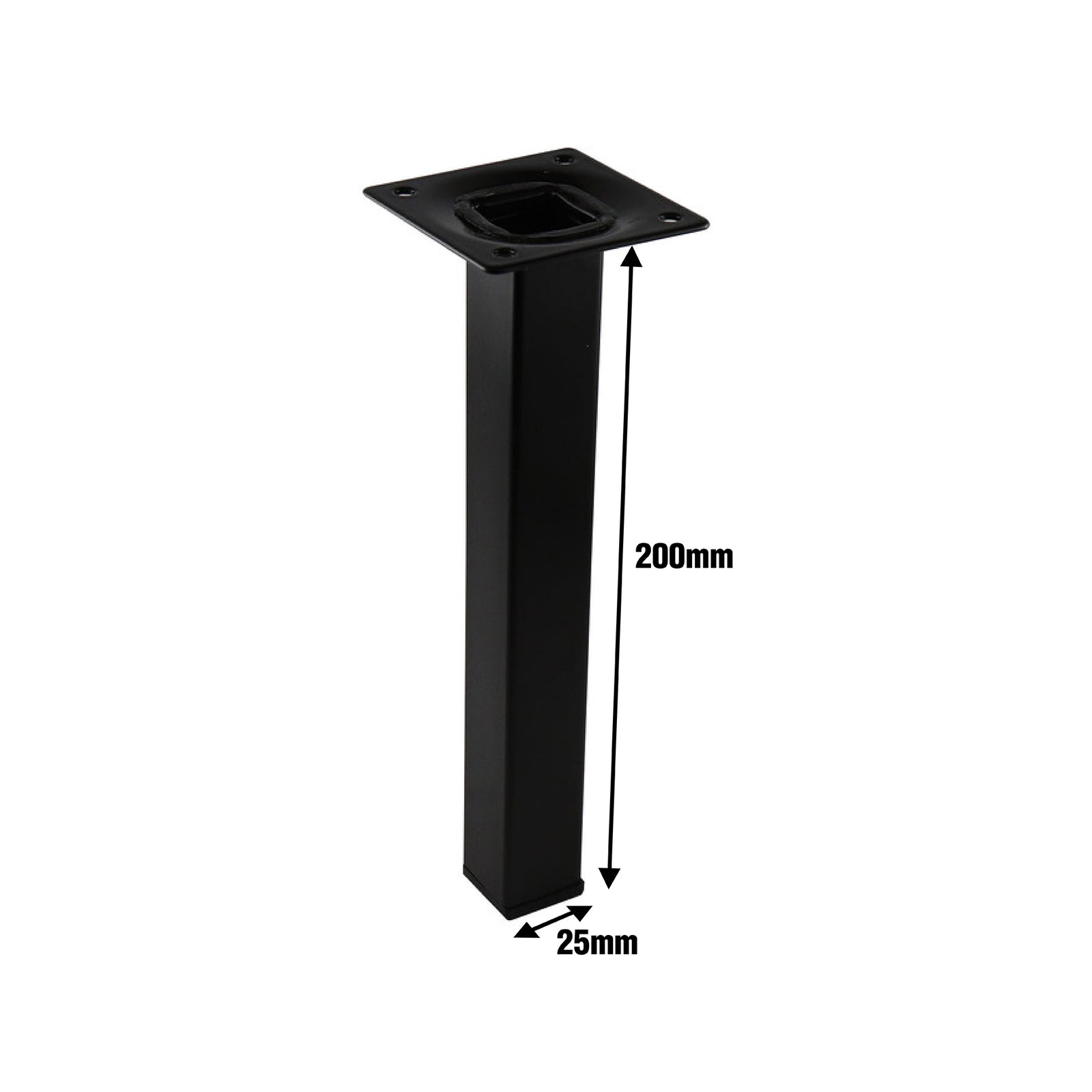 Adoored 25 x 25 x 200mm Black Square Tube Furniture Leg - Image 5 of 5