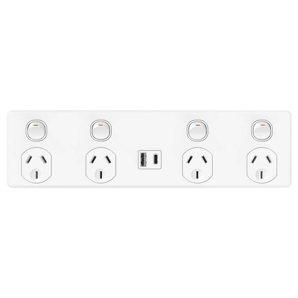 DETA X6 Quad Power Point with USB A+C PD20W Fast Charging