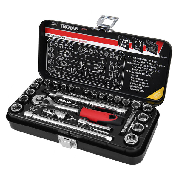 Trojan 26 Piece 1/4" Socket Tin Set TJQ28820