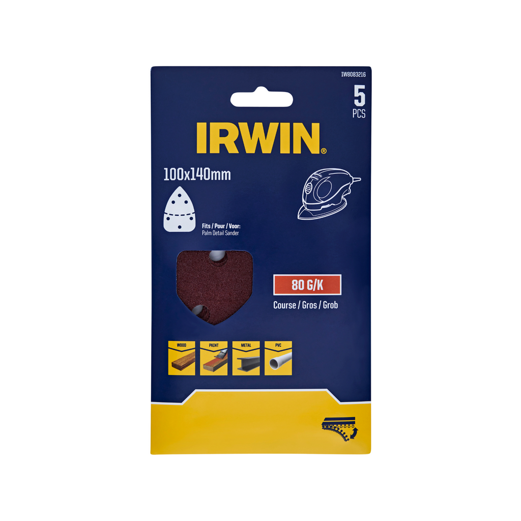 IRWIN 100 x 140mm 80 Grit Detail Sheets - 5 Pack - Image 2 of 2