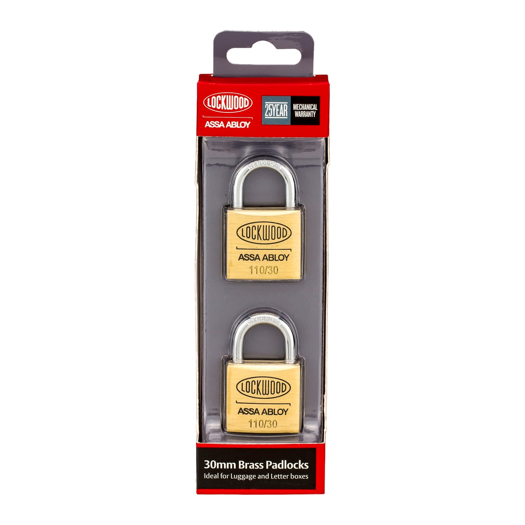 Lockwood 30mm Solid Brass 110 Series Padlock - 2 Pack - Image 2 of 4