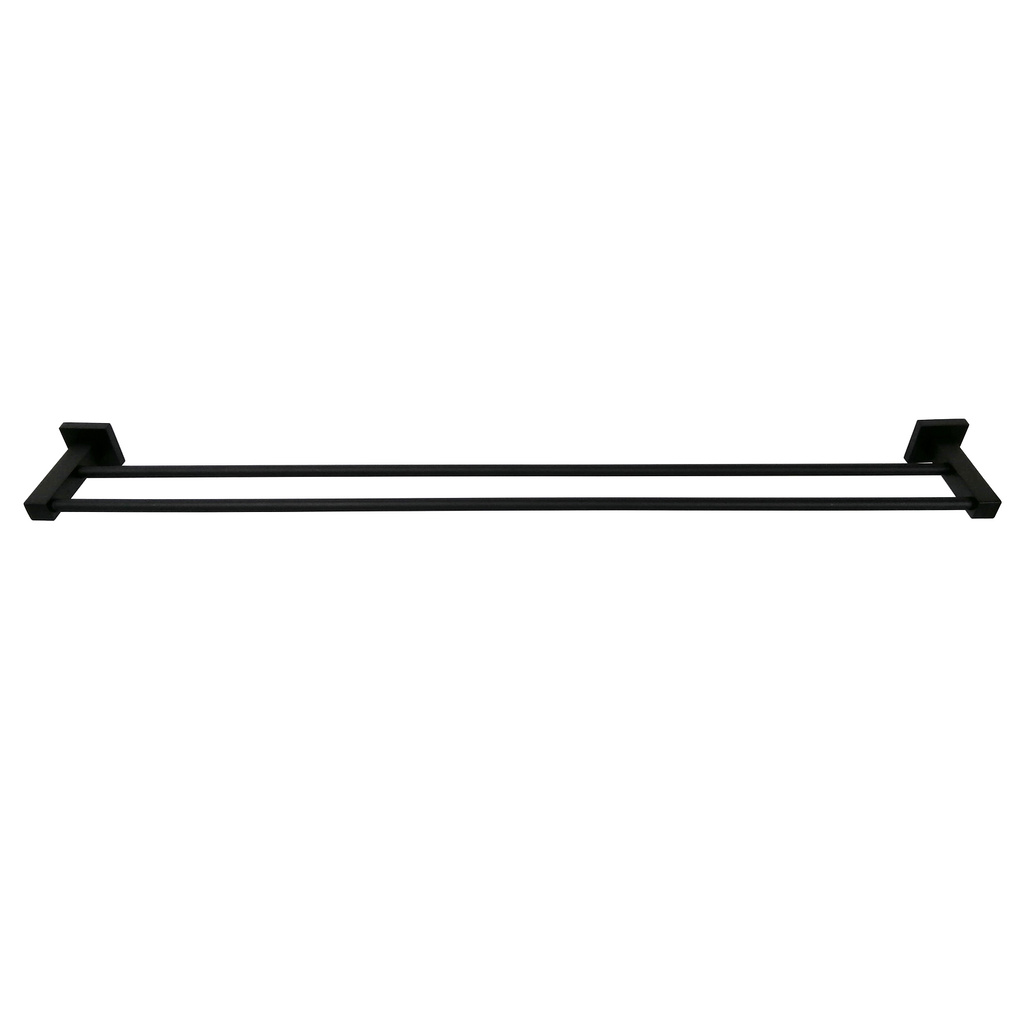 Barelli Piazza 900mm Matte Black Double Towel Rail - 900mm - Image 1 of 3