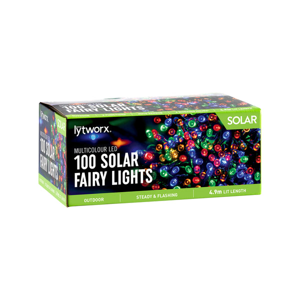 Lytworx 100 Multicolour LED 2 Function Solar Fairy Lights