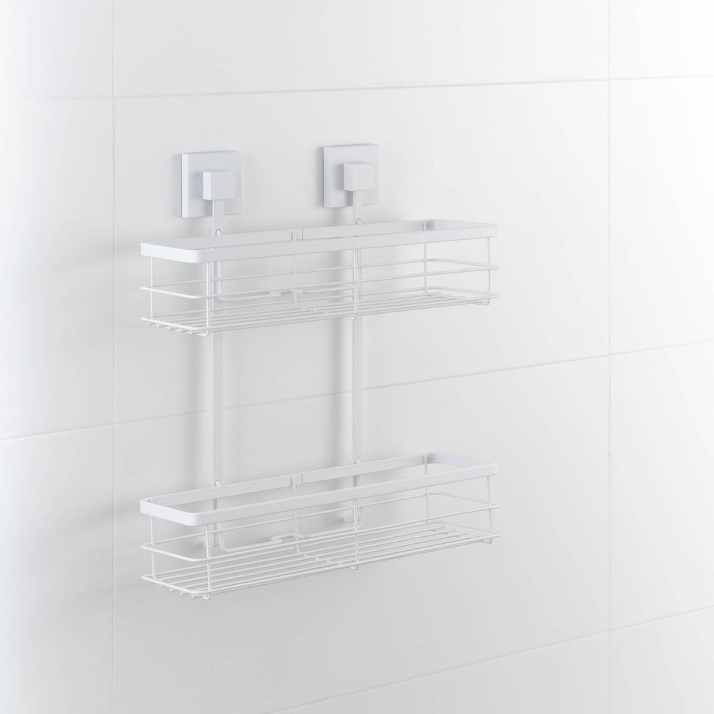 Fusion-Loc Matte White Style Suction Double Shower Caddy - Image 5 of 5