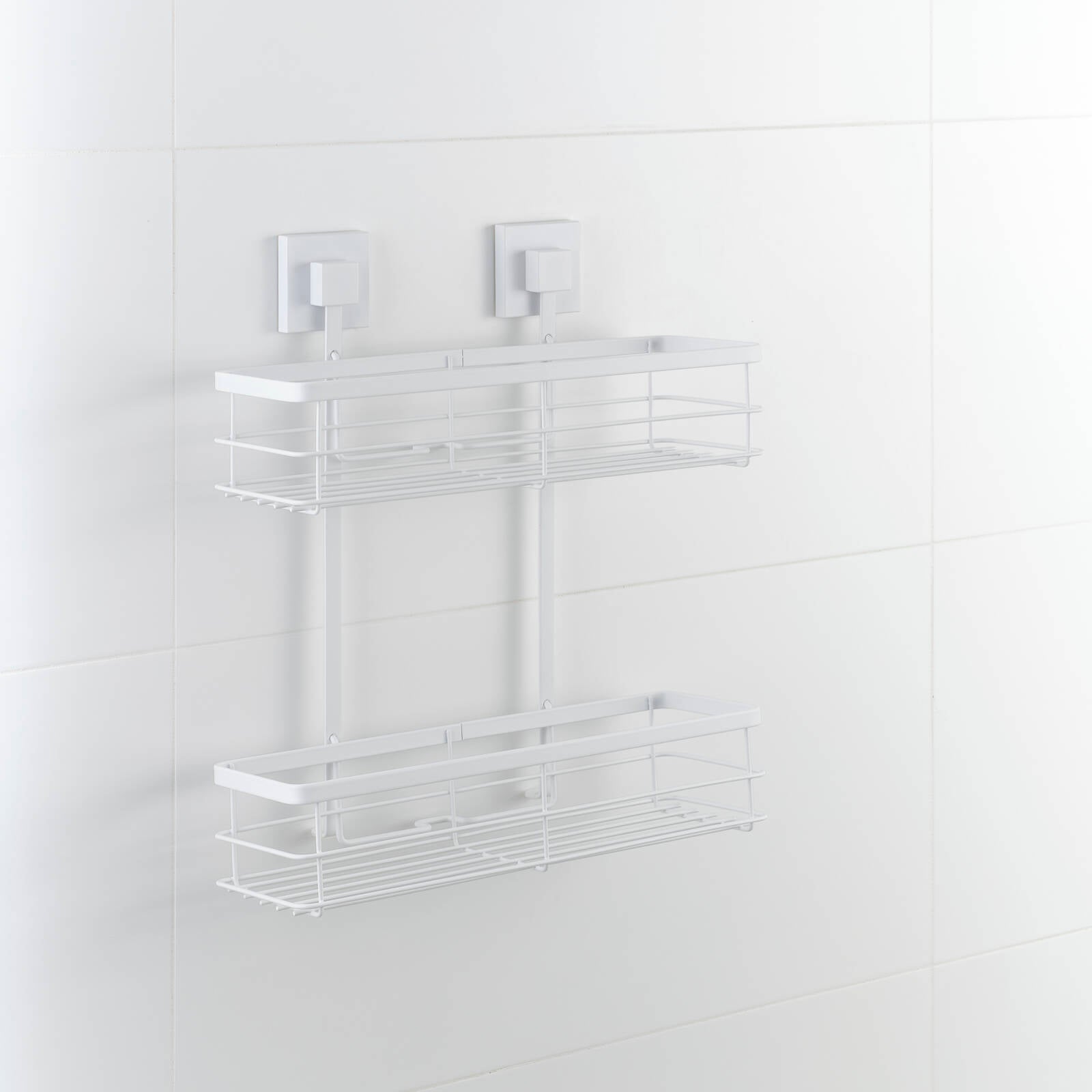 Fusion-Loc Matte White Style Suction Double Shower Caddy - Image 5 of 5