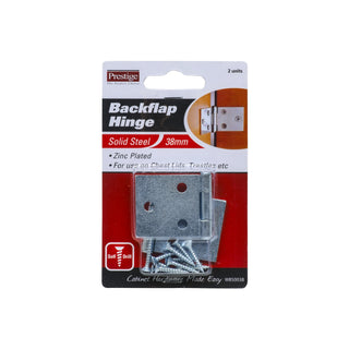 Prestige 38mm Zinc Plated Backflap Hinges - 2 Pack