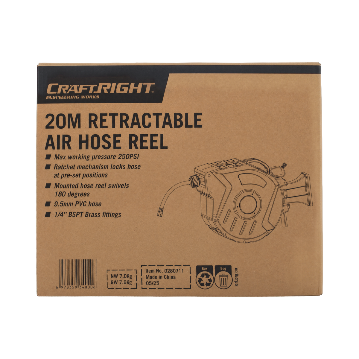 Craftright 20m Retractable Air Hose Reel - Image 12 of 15
