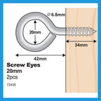 Everhang 20mm Zinc Plated Screw Eye Hook 2PK 72435 - Image 4 of 5