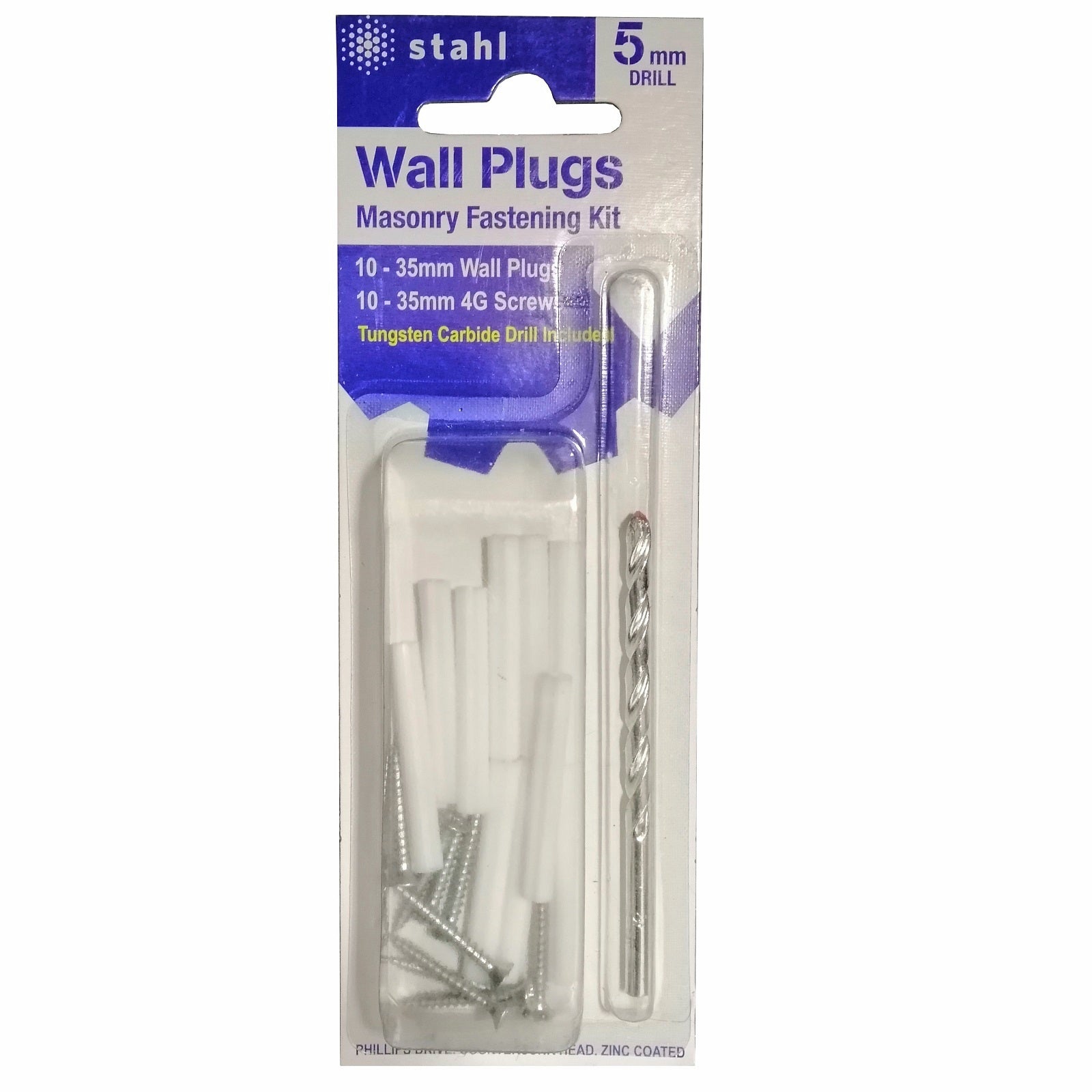 STAHL Masonry Kit 5mm Drill With 35mm White Wall Plugs - Image 1 of 1