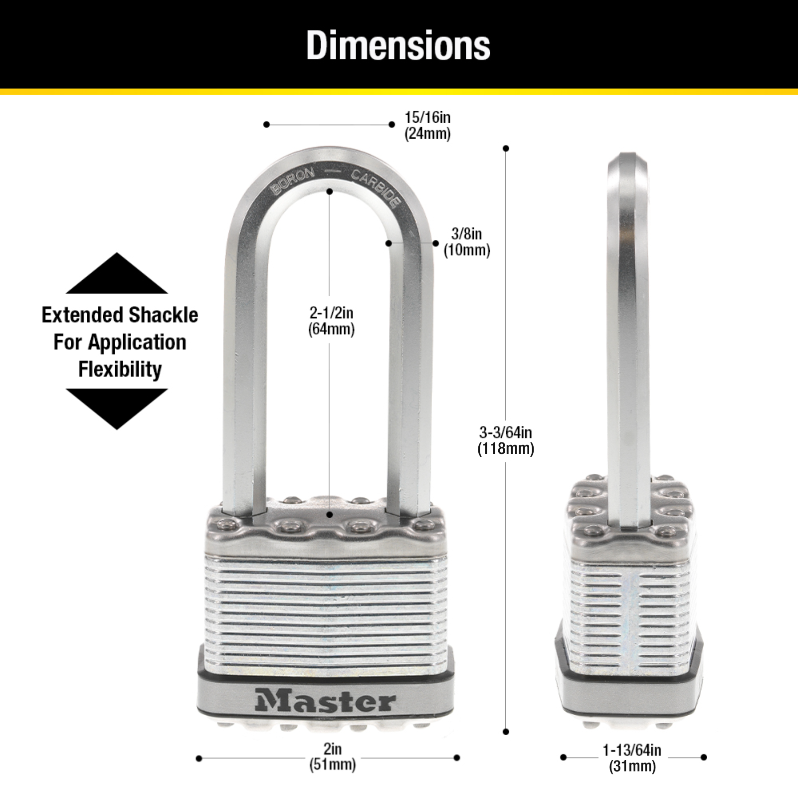 Master Lock 50mm Magnum With 64mm Extra Long Shackle Padlock - 2 Pack - Image 17 of 20
