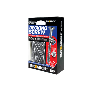 Bremick Decking Screw 10g x 50mm SPIRAL RIB T25 SS304 -100 Pack