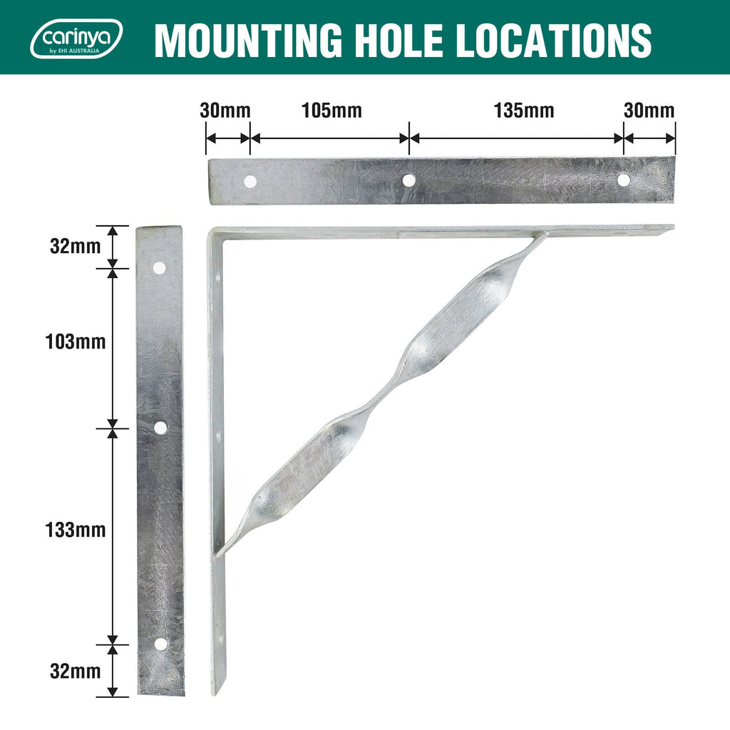 Carinya 300 x 300mm Galvanised Heavy Duty Twisted Stay Bracket - Image 5 of 9
