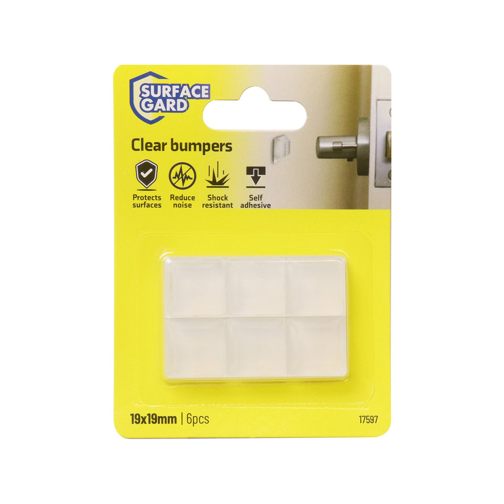 Surface Gard 19 x 19mm Clear Square Rubber Bumpers - 6 Pack - Image 3 of 5