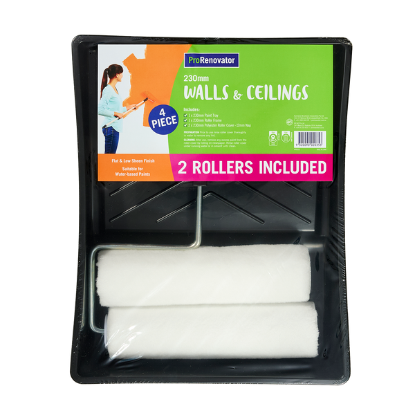 ProRenovator 230mm 4 Piece Walls And Ceilings Polyester Roller Kit
