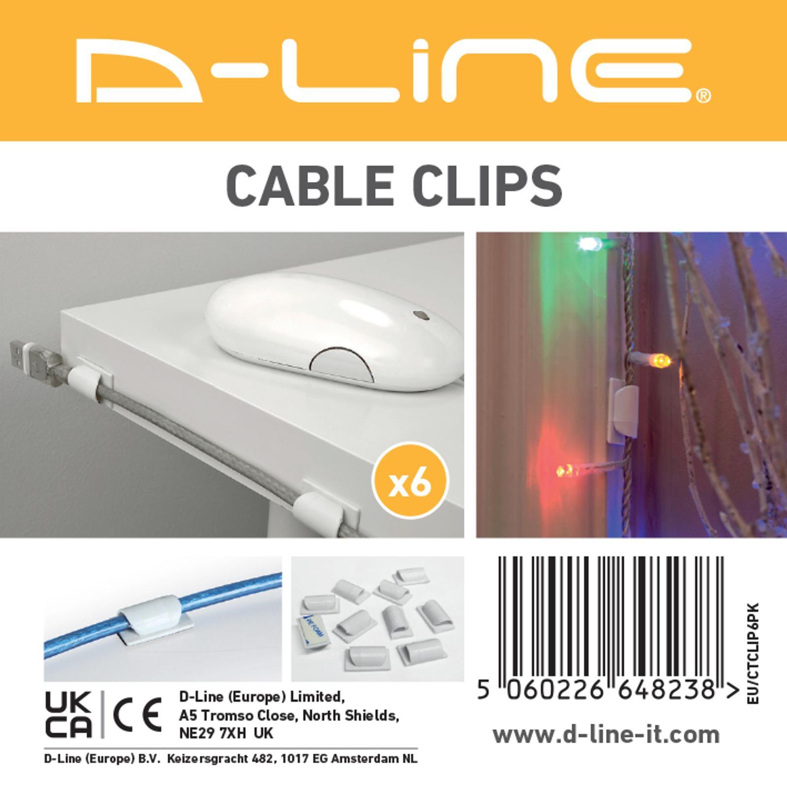 D-Line White Cable Tidy Clips - 6 Pack - Image 3 of 6