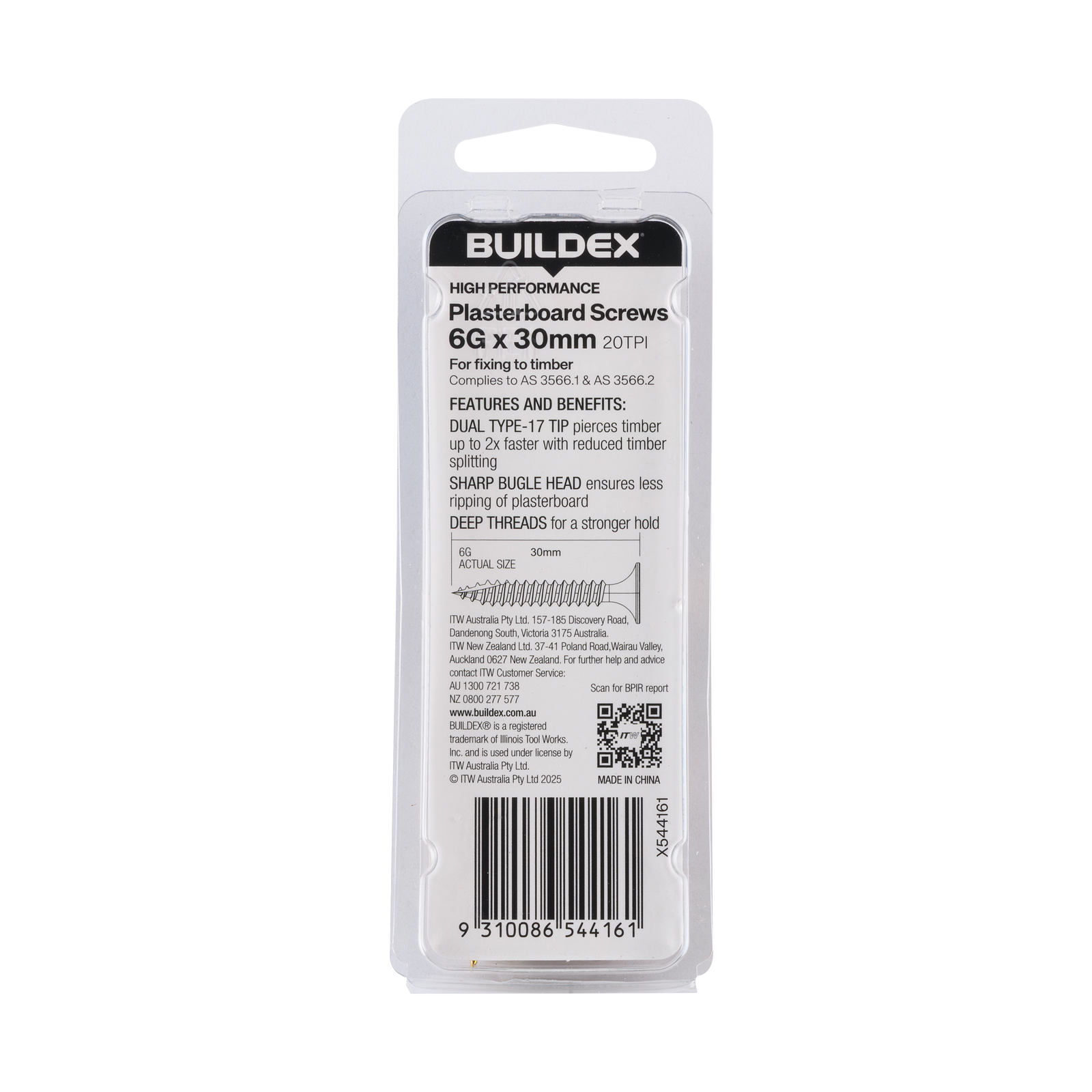 Buildex 6G x 30mm Gold Passivated Plasterboard Screws - 30 Pack - Image 6 of 9