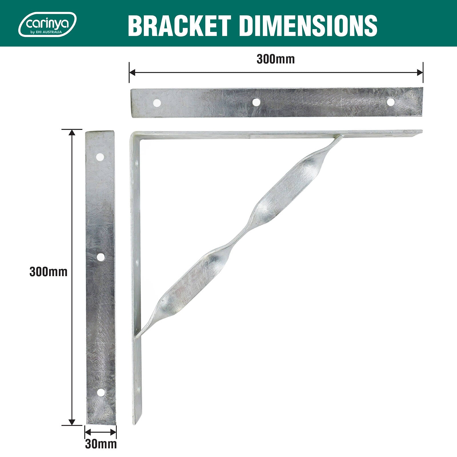 Carinya 300 x 300mm Galvanised Heavy Duty Twisted Stay Bracket - Image 4 of 9