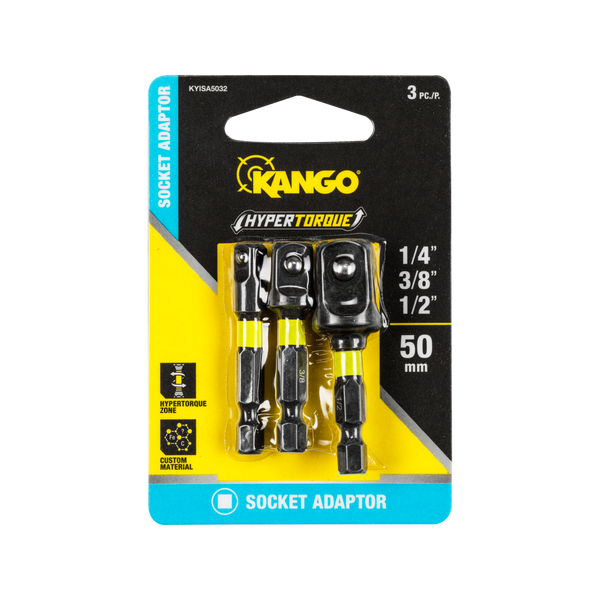 Kango 50mm Hypertorque Mixed Impact Socket Adaptor - 3 Pack