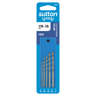 Sutton Tools 1/6" - 1/8" Viper Imperial Drill Bit Refill Set 5 Piece