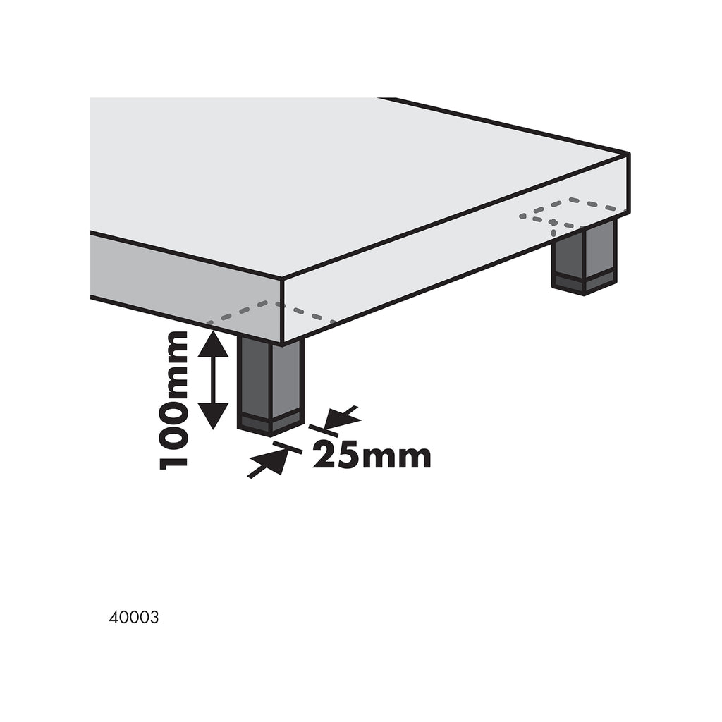 Adoored 25 x 25 x 100mm Black Square Tube Furniture Leg - Image 3 of 4