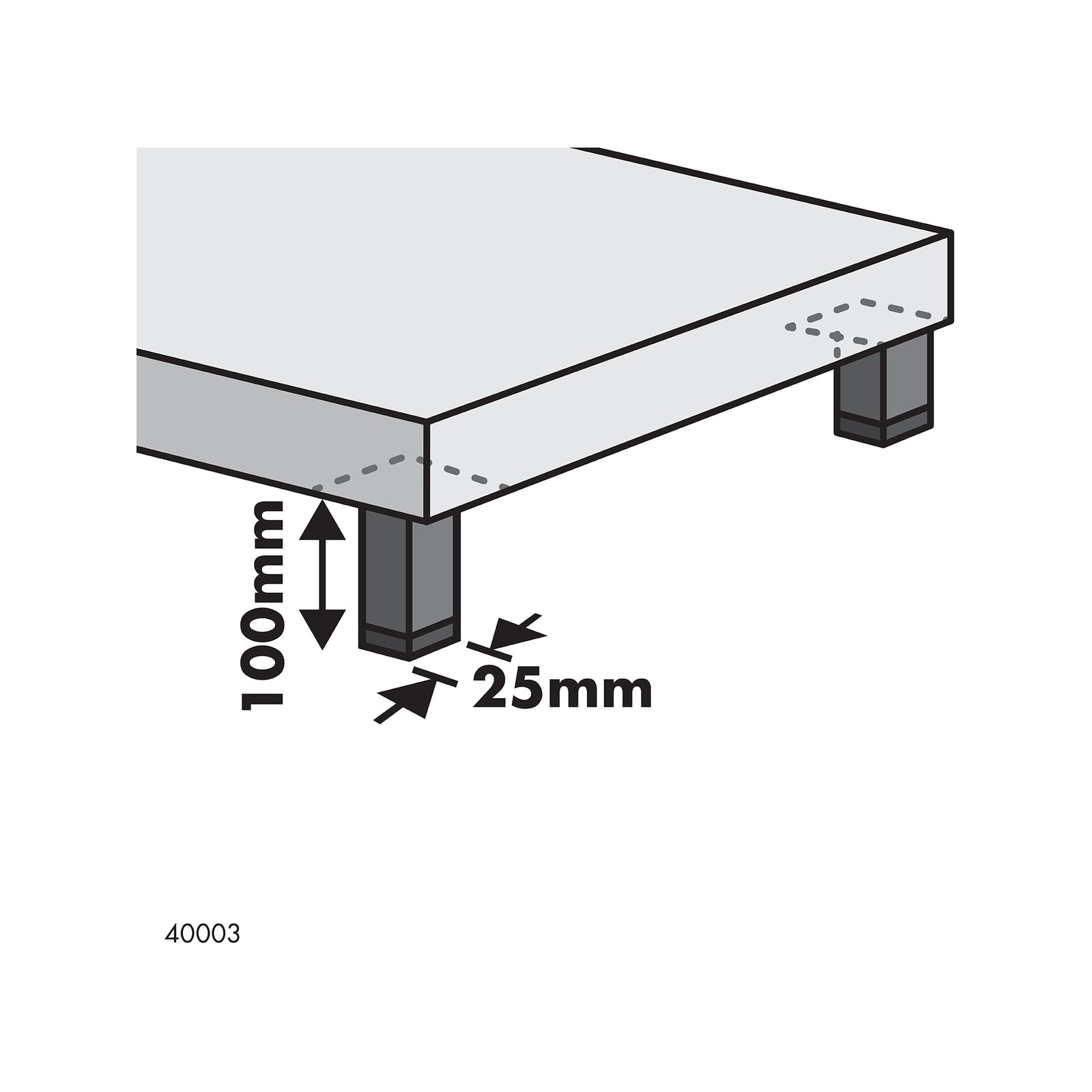 Adoored 25 x 25 x 100mm Black Square Tube Furniture Leg - Image 3 of 4